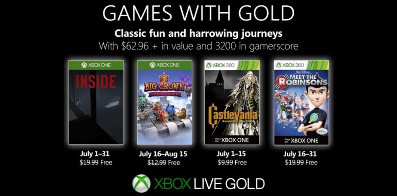 Anunciados los Games with Gold para julio.