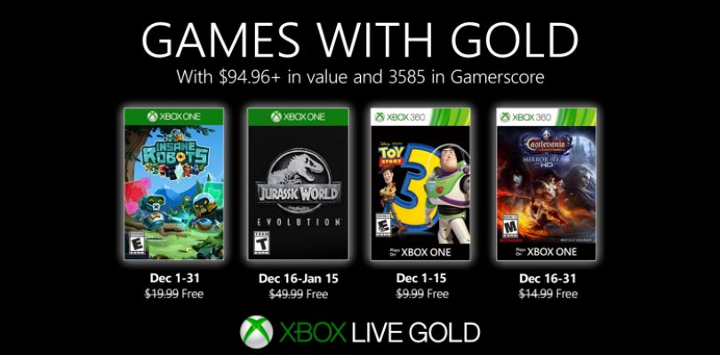Anunciados los Games with Gold de diciembre.