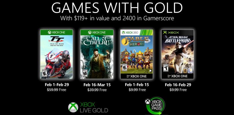 Anunciados los Games with Gold de febrero